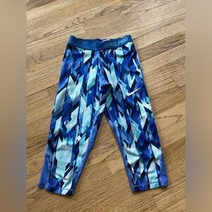 Nike pro youth size large girls Capri shades of blue leggings